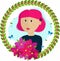 GIRL WITH FLOWERS. PINK HAIR. BUTTERFLY. SPRING