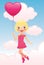 Girl flying a balloon