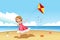 Girl flying kite