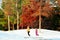 Girl Follows Teen Woman on Snowy Hill