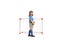 Girl in a football jersey holding a ball in front of a mini goal