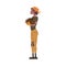 Girl Forest Ranger Carrying Bundle of Firewood, National Park Service Employee Character in Uniform Cartoon Style Vector