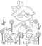 Girl in the garden coloring page