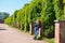 The girl in a garden in Peterhof