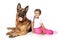 Girl and German shepherd dog