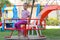 Girl goes for drive on merry-go-around