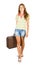 Girl going with suitcase