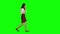 Girl is going to an important meeting, talking on the phone, she is angry. Green screen