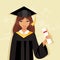 Girl graduate. Vector illustration