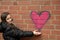 Girl and graffiti heart