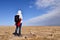 Girl on the Great Salt Desert in Iran