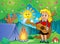 Girl guitar player in campsite theme 1