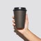 Girl hand hold coffee plastic cup
