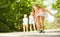 Girl is having fun while skateboarding