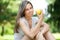 Girl having a healthy apple snack