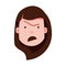 Girl head emoji with facial emotions, avatar character, woman anger face with different female emotions concept. flat