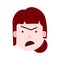 Girl head emoji with facial emotions, avatar character, woman anger face with different female emotions concept. flat