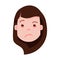 Girl head emoji with facial emotions, avatar character, woman grieved face with different emotions concept. flat design.