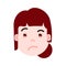 Girl head emoji with facial emotions, avatar character, woman grieved face with different emotions concept. flat design.