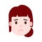 Girl head emoji with facial emotions, avatar character, woman grieved face with different female emotions concept. flat