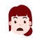 Girl head emoji with facial emotions, avatar character, woman grieved face with different female emotions concept. flat