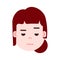 Girl head emoji with facial emotions, avatar character, woman sorrowful face with different female emotions concept