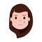Girl head emoji personage icon with facial emotions, avatar character, woman crying face with different female emotions