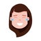 Girl head emoji personage icon with facial emotions, avatar character, woman happy crying face with different female