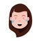 Girl head emoji personage icon with facial emotions, avatar character, woman happy crying face with different female