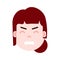 Girl head emoji personage icon with facial emotions, avatar character, woman nervous face with different female emotions