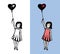 Girl with heart flying