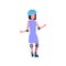 Girl helmet roller skating over white background rollerblading cartoon full length character. flat style