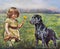 girl with her little flower and dog