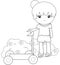 Girl with her scooter coloring page