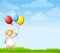 Girl Holding Balloons Background