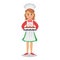 Girl holding cakes, muffins, cupcakes. Baker girl, girl-chef.