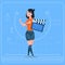 Girl Holding Clapperboard Modern Video Blogger Vlog Creator Channel