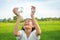 Girl holding glass jar for keeping fresh air