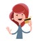 Girl holding gold credit card illustration cartoon character