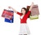 Girl holding group shopping bag.