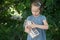 Girl holding insect hotel