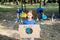 Girl holding placard with globe and