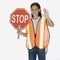 Girl holding stop sign