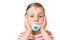 Girl holding thermometer in mouth