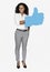 Girl holding a thumbs up icon