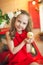 Girl holds a chicken. Closeup portrait of a girl. Easter is approaching Chick and the girl