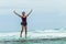 Girl Holidays Jumping Tidal Pool Ocean