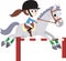 girl on a horse jumps