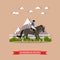 Girl horseback riding, flat design