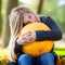 Girl with huge pumpkin